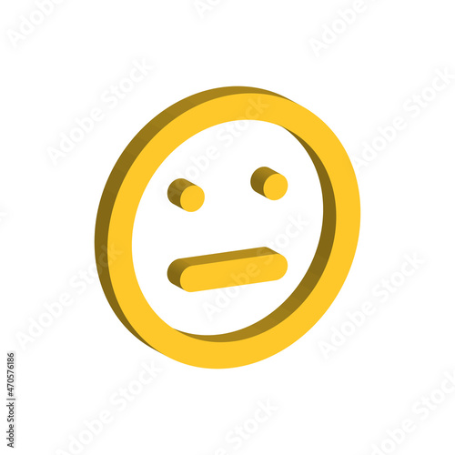 yellow neutral emotion smile 3d isometric stroke vector icon