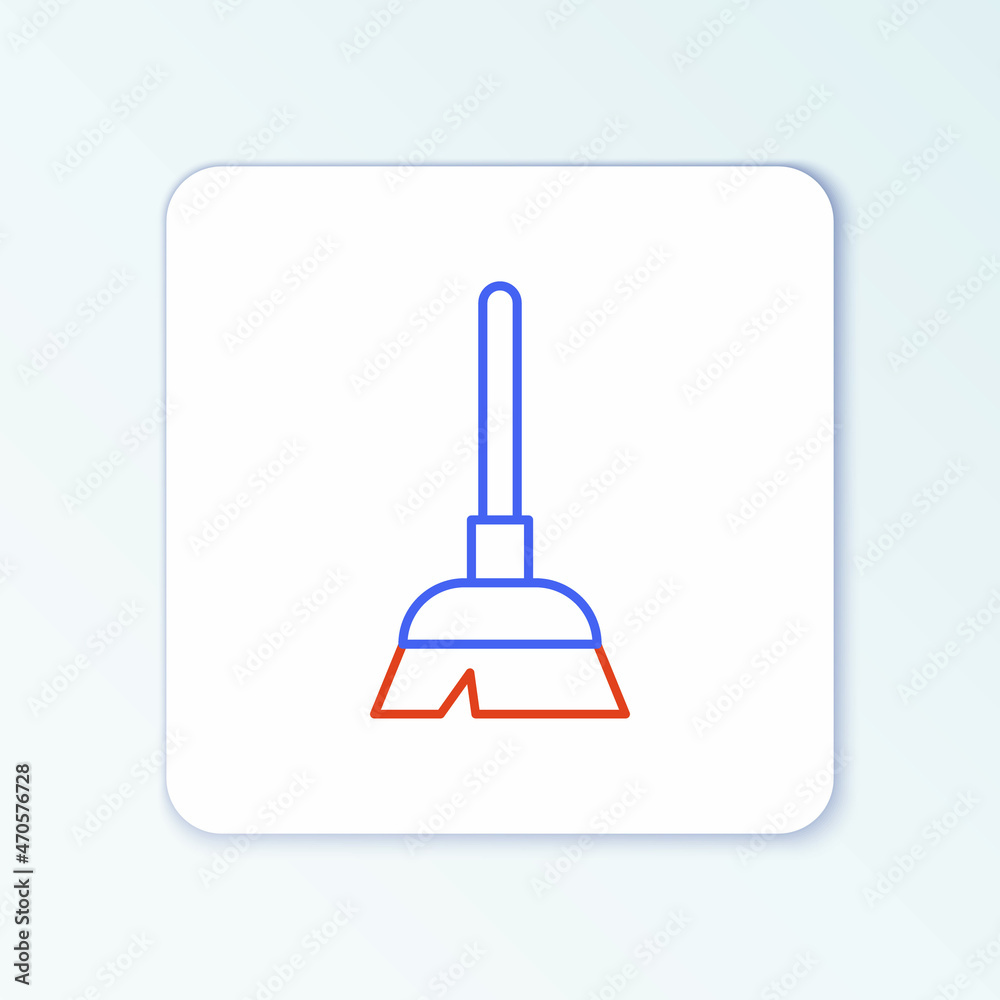 Line Handle broom icon isolated on white background. Cleaning service concept. Colorful outline concept. Vector Line Handle broom icon isolated on white background. Cleaning service concept. Colorful outline concept. Vector