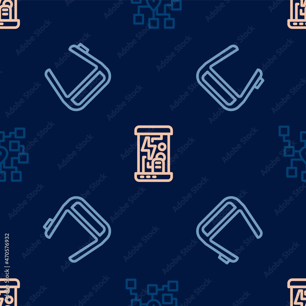 Set line Neural network, Smart glasses on spectacles and Cryogenic capsules on seamless pattern. Vector Set line Neural network, Smart glasses on spectacles and Cryogenic capsules on seamless pattern. Vector
