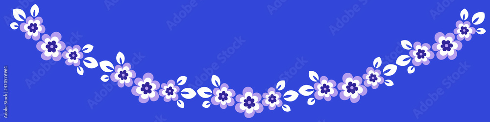 Illustration on a sheet of 4x1 format - stylized flowers with leaves - graphics. Banner for text, gift Illustration on a sheet of 4x1 format - stylized flowers with leaves - graphics. Banner for text, gift