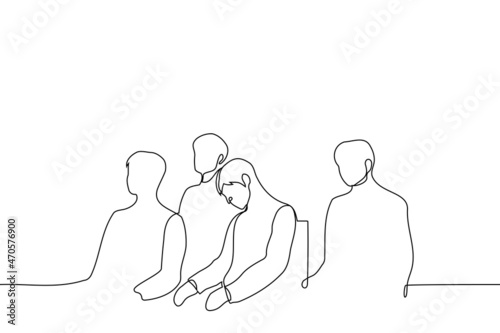 man fell asleep while sitting at an important formal event - one line drawing vector. concept to fall asleep in the middle of a meeting, get tired at work, sleep at work from overwork