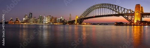 panorama of sydney harbour on an autumn night from kirribilli on the northern shore of sydney harbour in nsw, australia