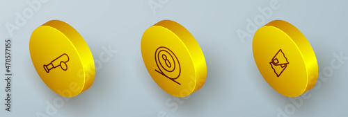 Set Isometric line Baseball bat with ball, Billiard pool snooker and Flippers for swimming icon. Vector