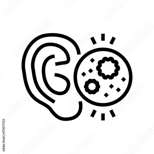 ear infection line icon vector. ear infection sign. isolated contour symbol black illustration