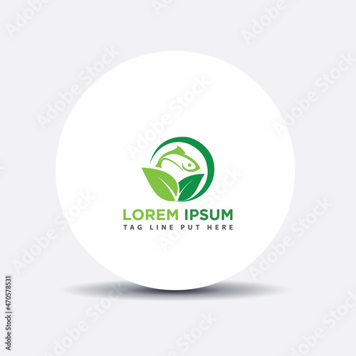 Aquaponics or Eco Fish Farm logo template, Nature fish logo design