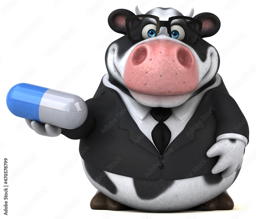 Naklejka premium Fun cow - 3D Illustration