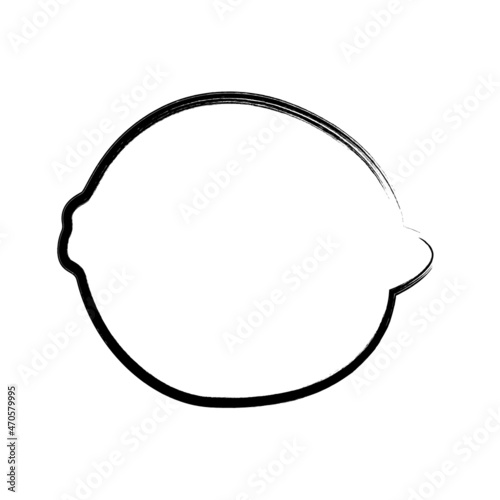 The grunge contour of a lemon. Juicy delicious yellow citrus fruit. Vector illustration isolated on a white background for design and web