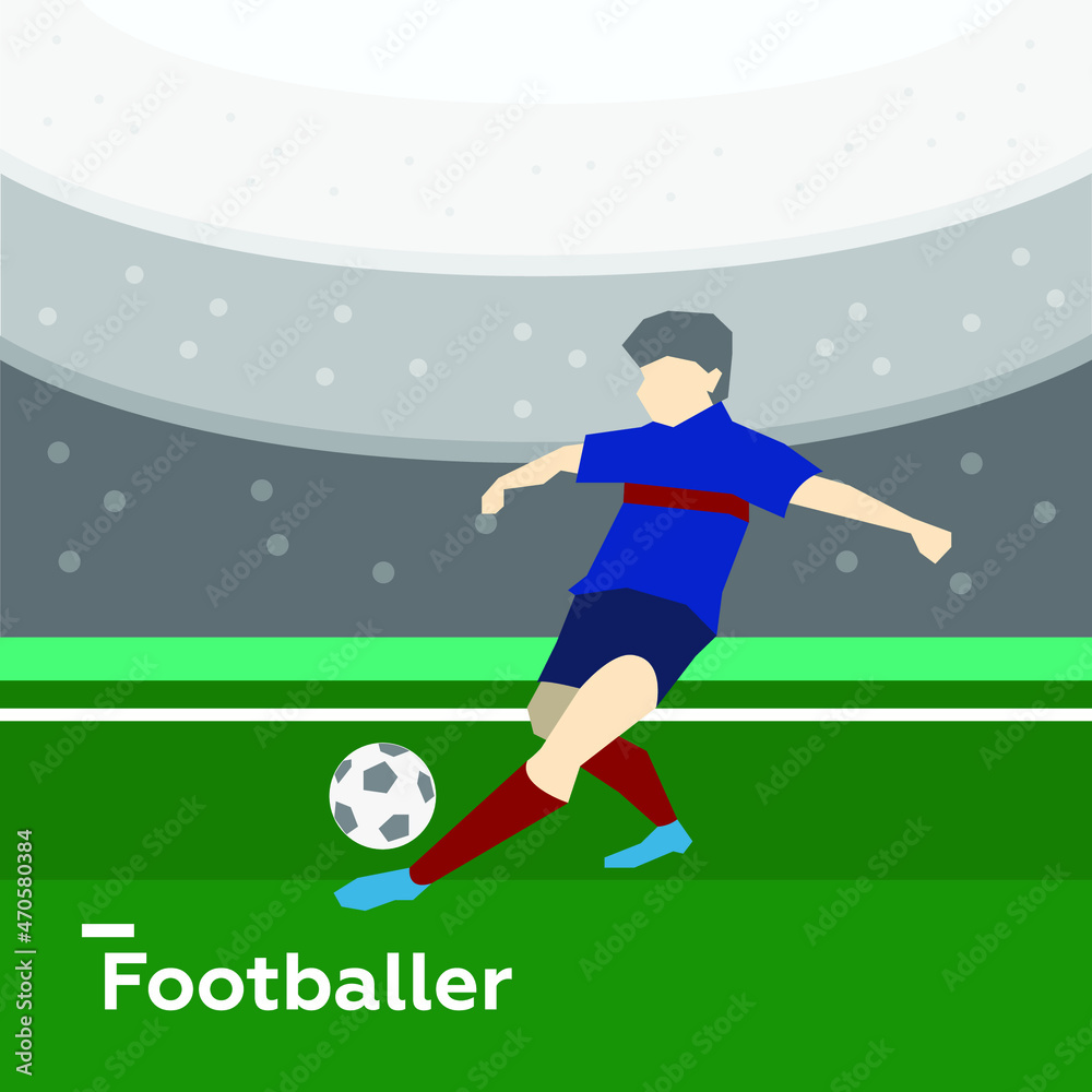 Obraz premium soccer player with ball on grass