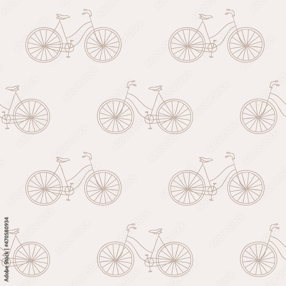 Fototapeta premium Seamless minimalistic vector pattern with a simple bicycle image