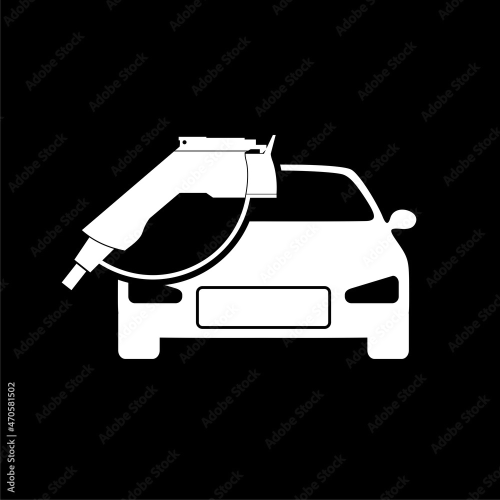 Electric plug car icon isolated on dark background