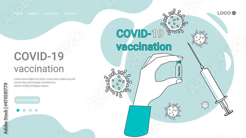 COVID-19 vaccination.A poster calling for vaccination against coronavirus.A call for safety and taking care of your health.Flat vector illustration.