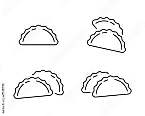 Empanada linear icons set. Outline simple vector of Spanish fried patty or cheburek. Contour isolated pictogram on white background photo