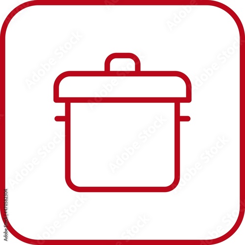 Cooking Pot Line Round Circle Vector Icon Design