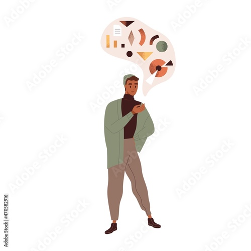Person analyzing business data. Creative thinking and analysis concept. Moder...