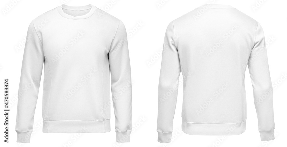 White sweatshirt template. Pullover blank with long sleeve, mockup for ...