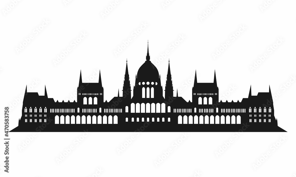Budapest parliament silhouette. Vector illustration