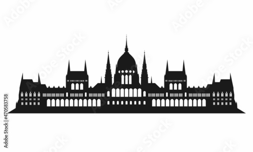 Budapest parliament silhouette. Vector illustration