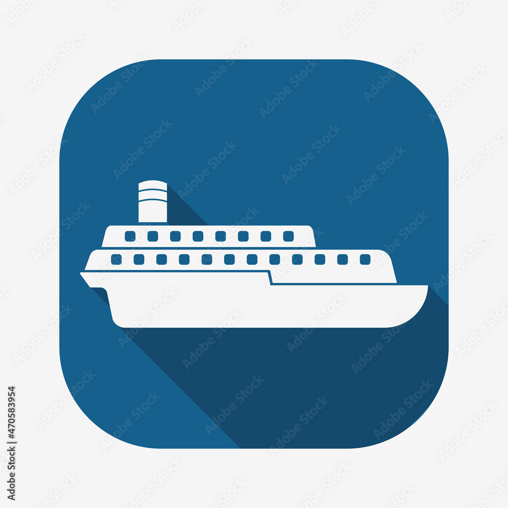 Cruise ship flat icon. Vessel, luxury boat symbol. Luxury sea trip concept.