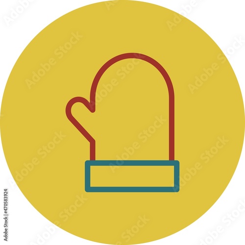 Oven Glove Line Two Color Vector Icon Design