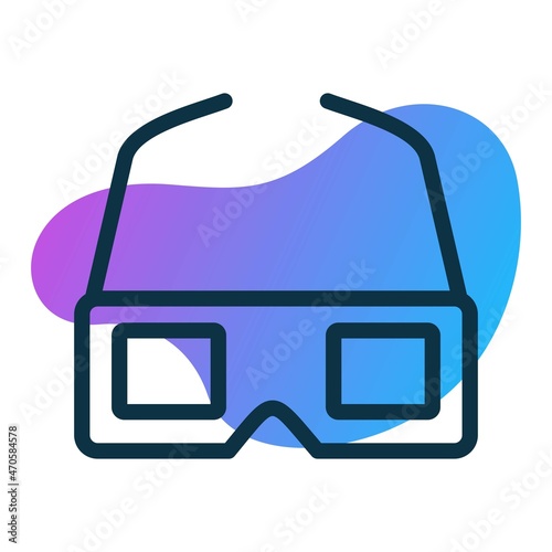 3D Glasses Line Bubble Gradient Vector Icon Design