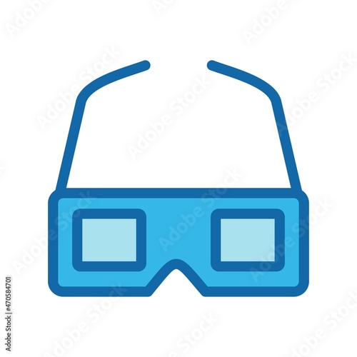  3D Glasses Line Filled Blue Vector Icon Design