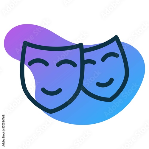  Theatre Mask Line Bubble Gradient Vector Icon Design