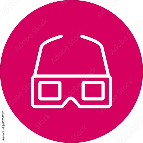 3D Glasses line circle Vector Icon Design