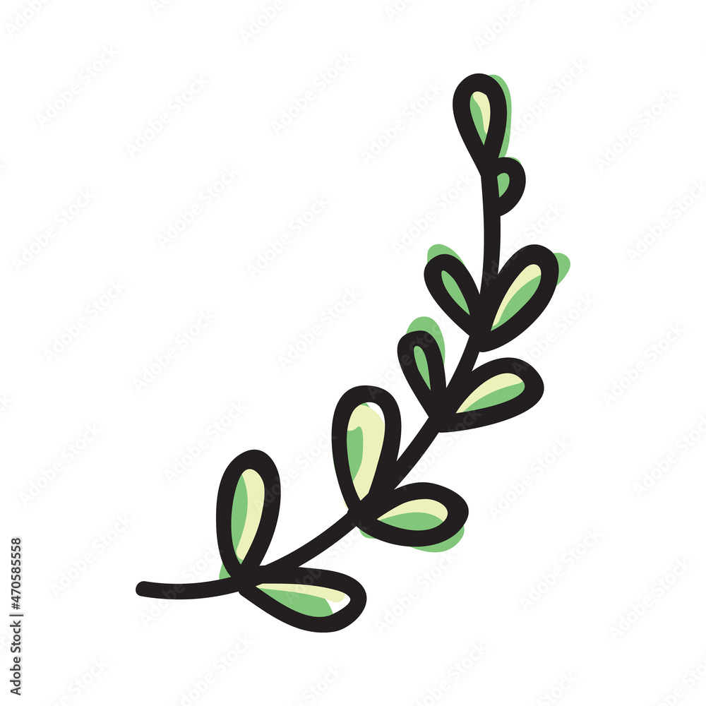 Doodle green olive branch with leaves Doodle green olive branch with leaves