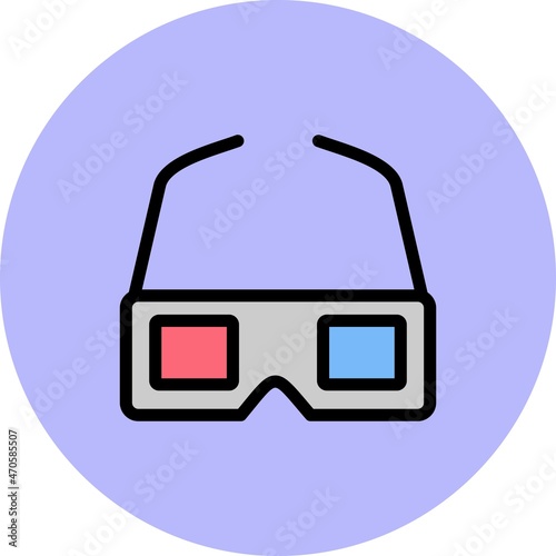 3D Glasses Line Filled Circle Vector Icon Design