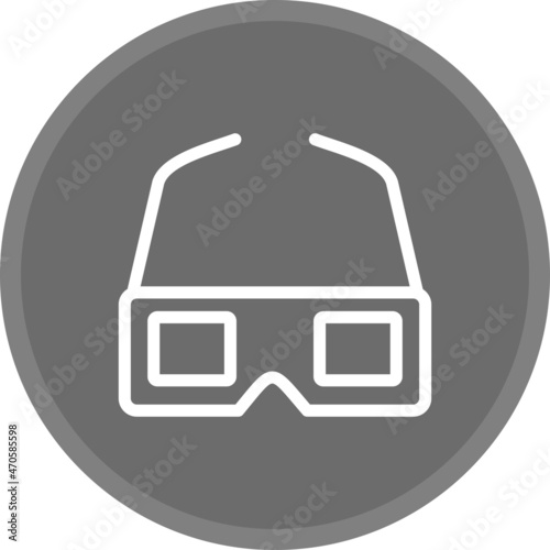 3D Glasses Line Circle Grey Vector Icon Design