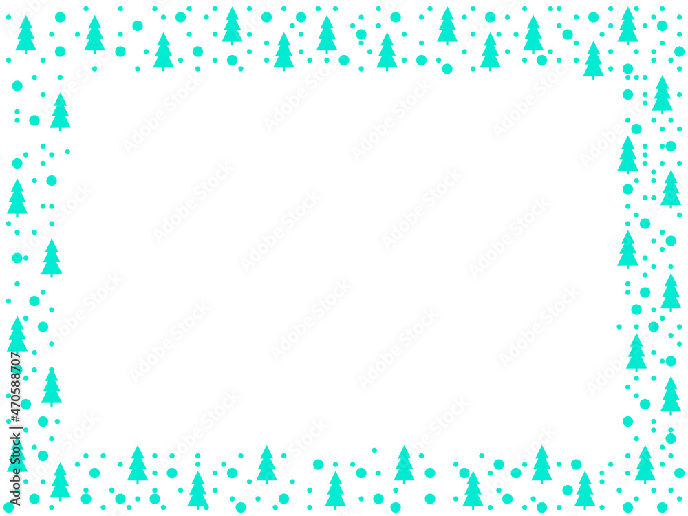 on a white background, a frame with Christmas trees and snow on a white background, a frame with Christmas trees and snow