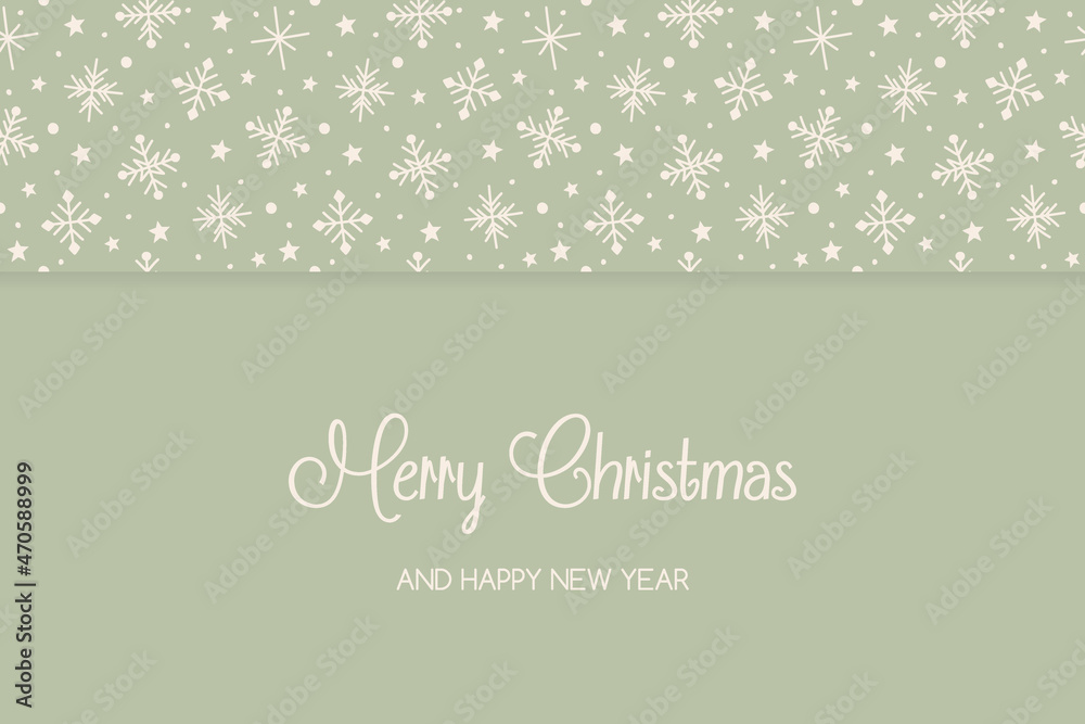 Christmas card with hand drawn snowflakes and wishes. Vector