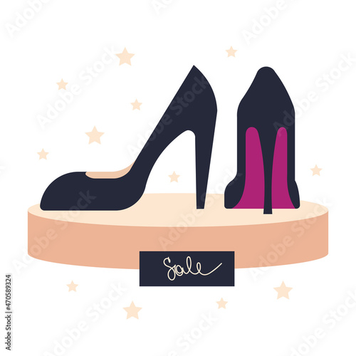 Shoes for women. Sale. Vector image. 