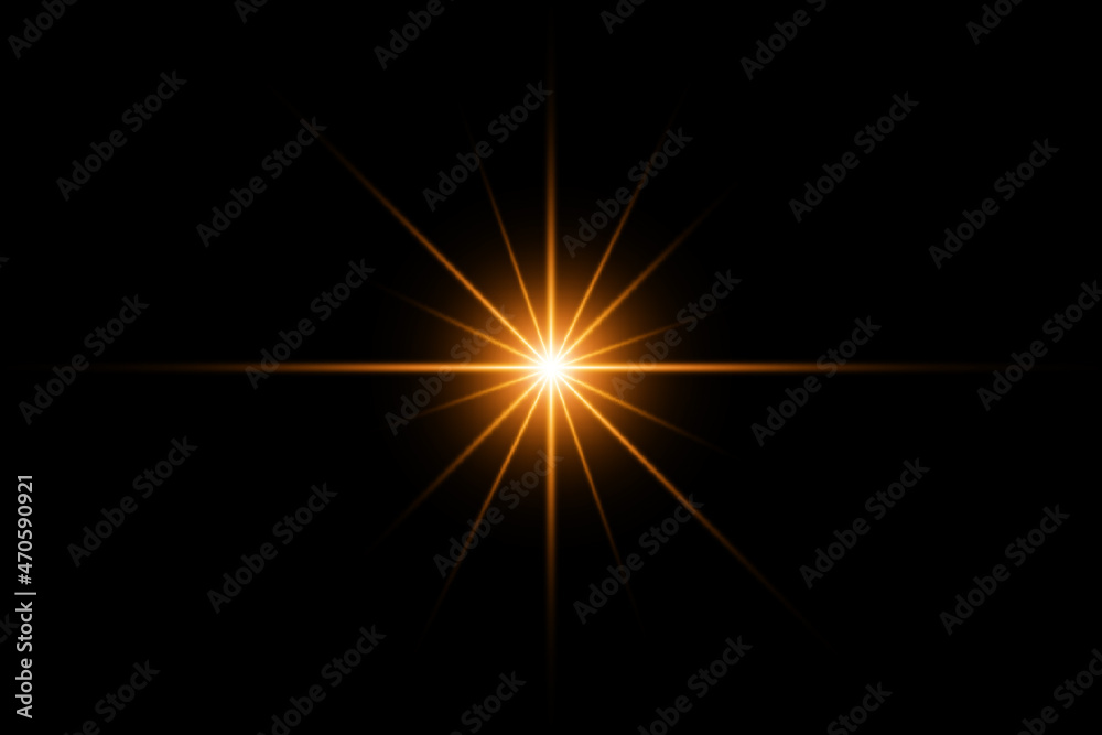 Golden lens flare light on black background Golden lens flare light on black background