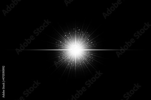 abstract lens flare white light over black background
