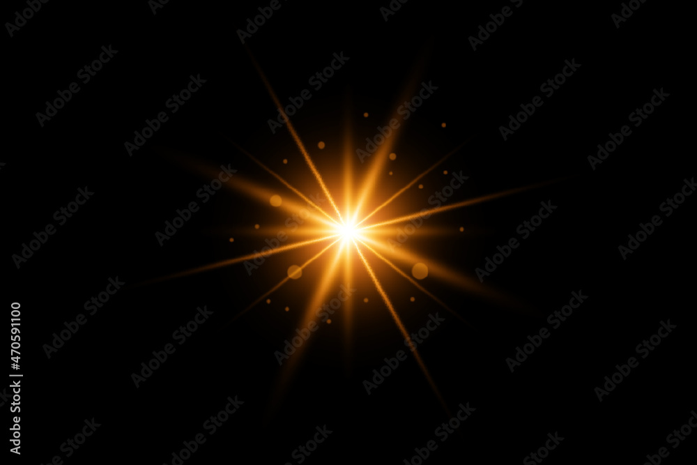 Fototapeta premium Abstract golden sun burst with digital lens flare background