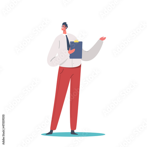 Adult Man Office Worker or Business Character Wearing Formal Suit Holding Tablet in Hands, Good Looking Businessman
