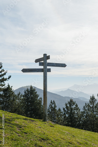 wooden signs in the mountain