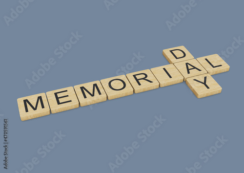 Memorial Day written with wooden letters