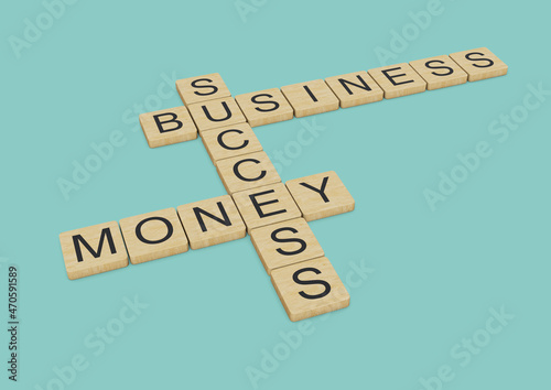 Business Money Success words written with wooden letters