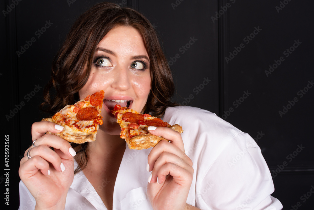 Young beautiful girl and Italian food. Young beautiful girl and Italian food.