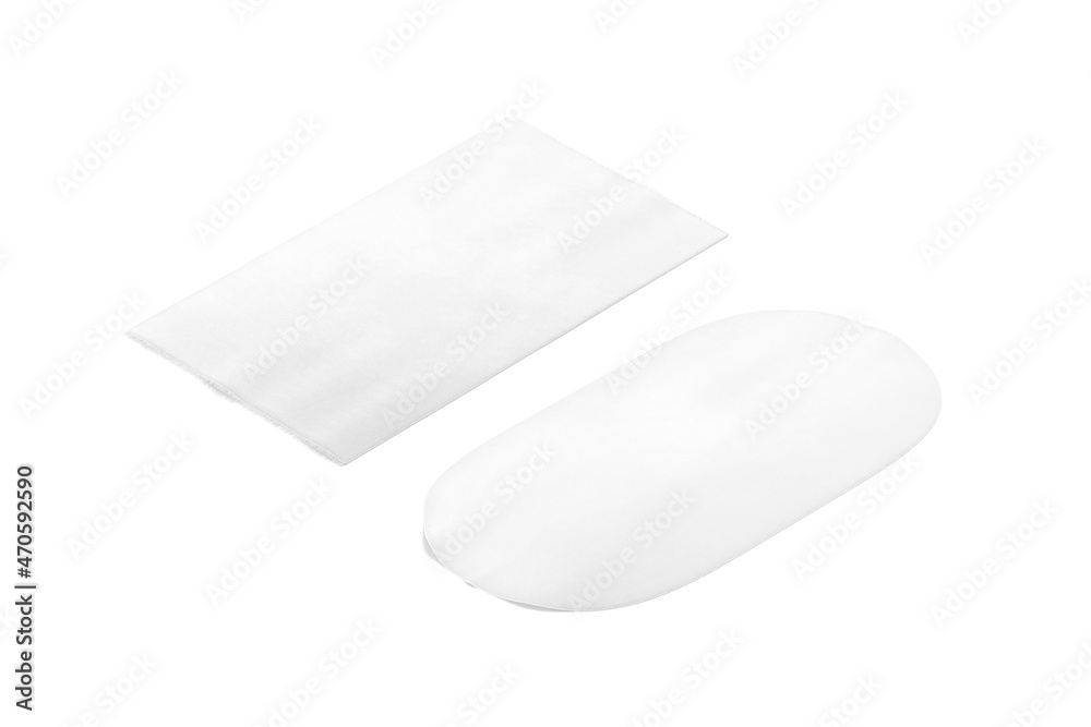 Blank white oval and rectangle interior carpet mockup, side view Blank white oval and rectangle interior carpet mockup, side view
