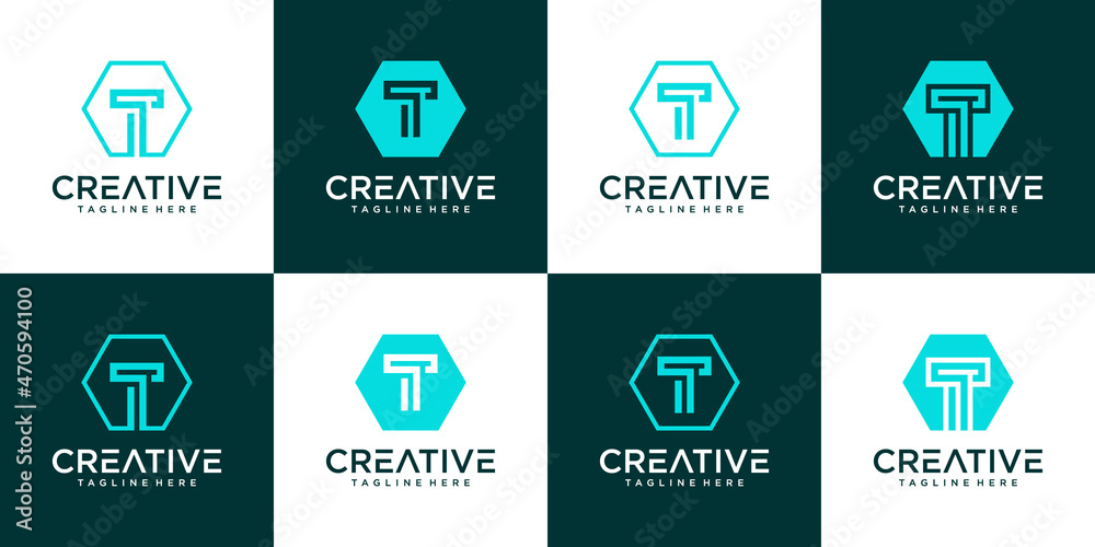 Set of creative monogram letter t logo design Set of creative monogram letter t logo design