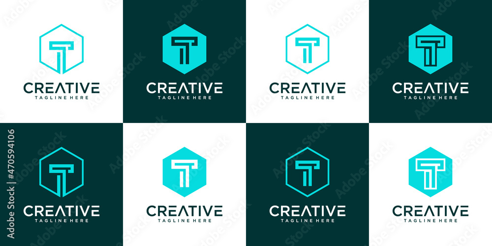 Set of creative monogram letter t logo design Set of creative monogram letter t logo design