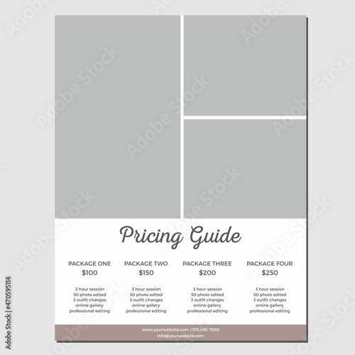 Photography Price Guide, Price List Template, Brochure Template