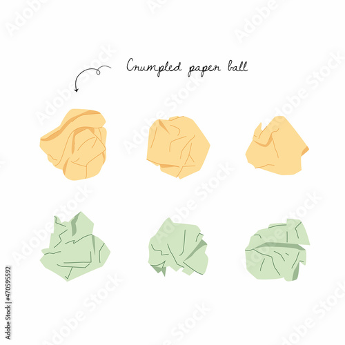Hand drawn crumpled paper ball collection