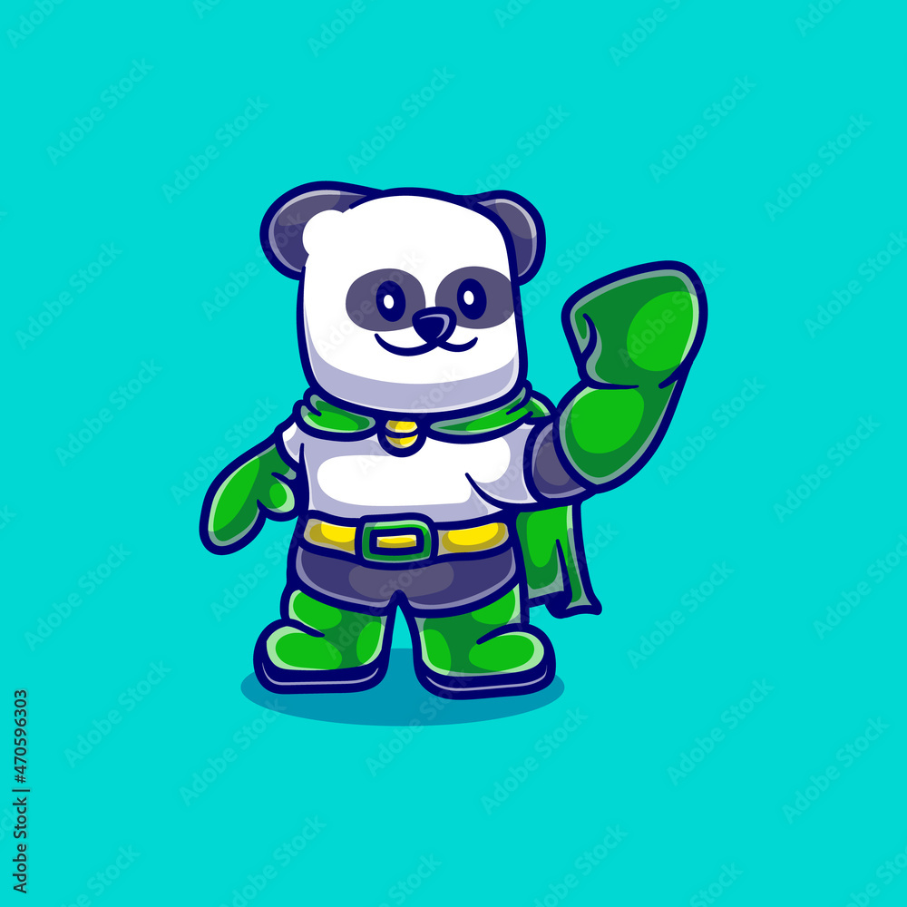 Obraz premium cute panda superhero illustration