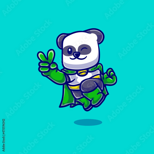 cute panda superhero illustration