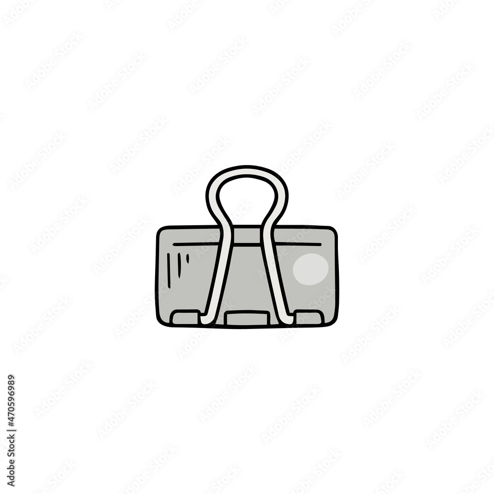 Paper clip. Metal hand drawn stationery clip, binder for office and school isolated on a white background. Paper clip. Metal hand drawn stationery clip, binder for office and school isolated on a white background.