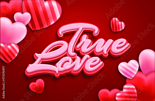 true love 3d text effect. editable text premium vectors